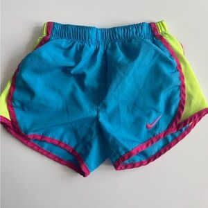 Nike Tempo Shorts Size 4 Neon Blue Pink and Yellow